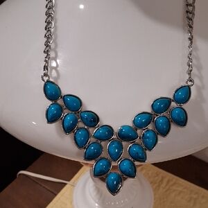 Vibrant Blue Teardrop Statement Necklace